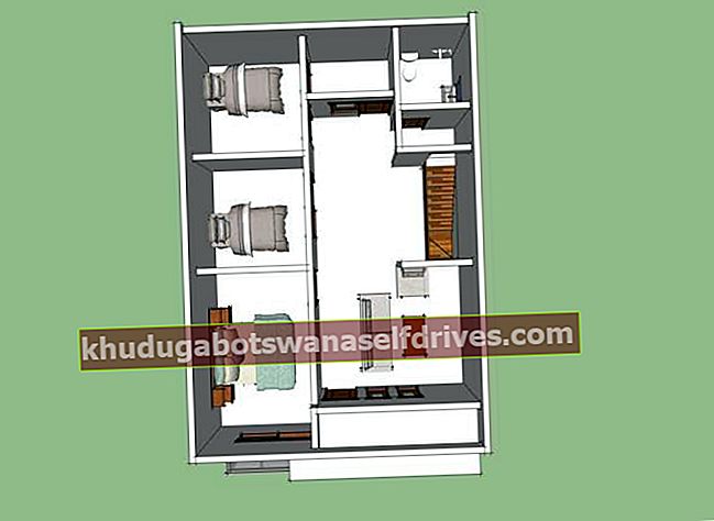jednoduchý pôdorys domu s 3 spálňami, rozmer 7x9