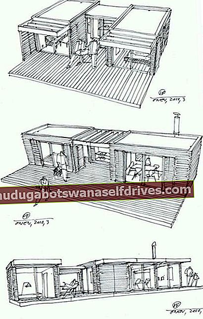 skice minimalističnega načrta hiše