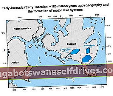 Γεωχωρικές συνθήκες κατά τη διάρκεια της ιουρασικής εποχής (πριν από 183 εκατομμύρια χρόνια)
